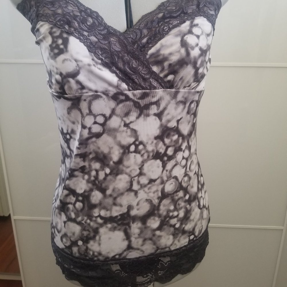 Lace Trim Purple/Gray Tie-Die Tank Top